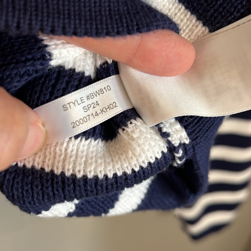 J. Crew Striped cotton lady jacket cardigan sweater in Antique Navy Ivory size S - Picture 12 of 12